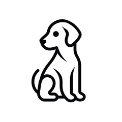 Canvas Print - Simple line drawing of a sitting dog against a white background.