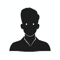 Wall Mural - silhouette of a person with short hair in a collared shirt, shown against a white background.