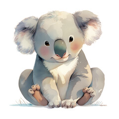 Adorable cartoon koala sitting with a cute expression. Perfect for children's books, educational materials, and merchandise.