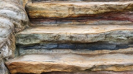 Close-up of Weathered Stone Steps with Layered Texture