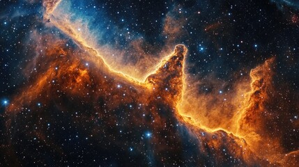 Wall Mural - A vibrant nebula, a celestial cloud of gas and dust, glows brightly against a backdrop of countless stars in this awe-inspiring image.