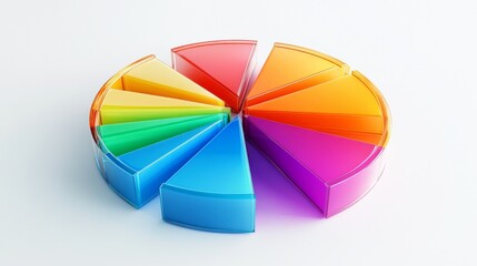 Aufkleber - A colorful 3D pie chart with multiple segments, each section raised slightly to emphasize data distribution, set against a clean white background.