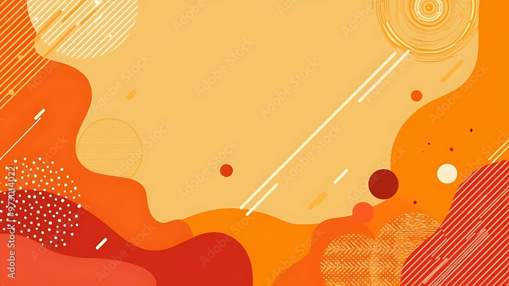 Vibrant orange abstract background with dynamic white lines and dots ...
