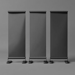 Sticker - Three Blank Roll Up Banners Mockup