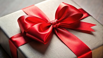 Close-up of a red ribbon with a bow on a gift box, red, ribbon, bow, gift, present, celebration, decoration, festive, holiday