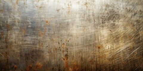 Wall Mural - Scratched metal texture with distressed, rough surface , grunge, damaged, aged, industrial, metallic, background, texture, iron