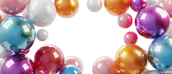 Colorful glossy spheres in vibrant shades create a cheerful and playful atmosphere.