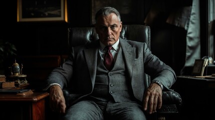 confident man in luxury vintage style interior. godfather