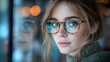 © Warakorn - Young woman checking her eyesight and choosing glasses.