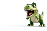 A playful green dinosaur figure with a cheerful expression, suitable for children's themes, animation, and toy design.