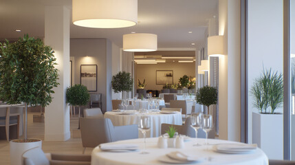 Wall Mural - interior design of the luxury restaurant with minimal clean and sleek style 