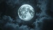 © HM Design - Full moon shining on cloudy Night sky background.
