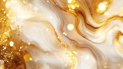 Poster - Abstract Gold and White Swirling Texture Background