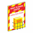 © wijas - Isometric safety data sheet document holder with sign  location vector illustration. Industrial standard for chemical material storage.