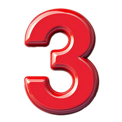 Wall Mural - red number 3 on a white background isolated transparent