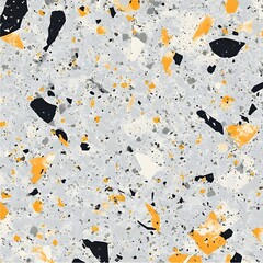 Wall Mural - Abstract Terrazzo Pattern in Gray, Black, and Yellow