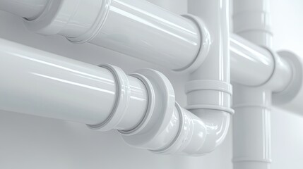 3D illustration of plastic water pipes isolated on a white background