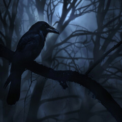 Free photo animal in spooky forest under moonlight