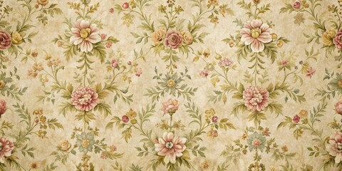 Poster - Vintage floral wallpaper texture with intricate patterns and muted colors