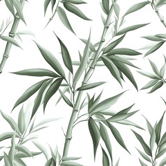 Poster - Seamless Pattern with Green Bamboo Leaves