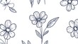 © PONG PUN TH - Hand Drawn Outline Flower Seamless Pattern