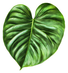 Wall Mural - PNG Large green heart-shaped leaf with vibrant texture