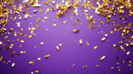 Wall Mural - A purple background with gold confetti.