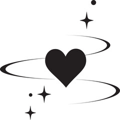 Wall Mural - y2k heart icon. star shapes. symbols of love. outline cosmic design element. cute retro romantic ele