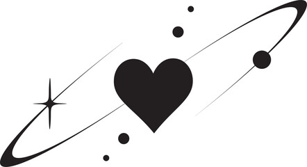 Wall Mural - y2k heart icon. star shapes. symbols of love. outline cosmic design element. cute retro romantic ele