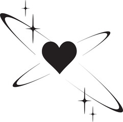 Wall Mural - y2k heart icon. star shapes. symbols of love. outline cosmic design element. cute retro romantic ele