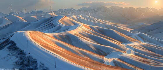 Aerial Photography of Wind Turbines in the Hills