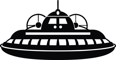 Hovercraft silhouette Vector Icon and Illustration Isolated on white background.