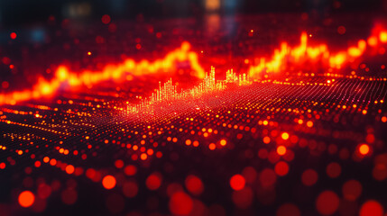 Wall Mural - a red background with a red line that is dotted with red dots. the dots are arranged in a way that c