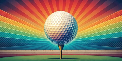 Colorful retro style golf poster featuring vibrant colors, bold typography, and a vintage aesthetic