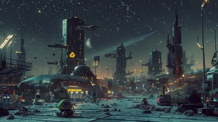 Wall Mural - Futuristic Cityscape on an Alien Planet