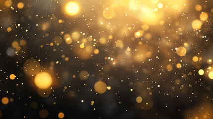 Wall Mural - Festive Background with Gold Bokeh Particles and Sparkling Light for a Magical Christmas