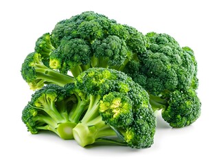 Freshly Harvested Organic Broccoli Florets Displayed on White Background for Culinary Use and Healthy Eating