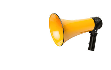 A yellow megaphone on transparent background, png	