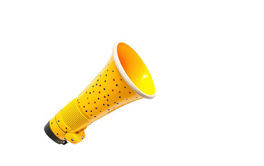 A yellow megaphone on transparent background, png	