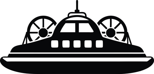 Hovercraft silhouette Vector Icon and Illustration Isolated on white background.