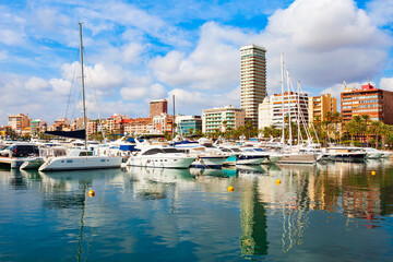 Sticker - Marina of the Port of Alicante city, Spain