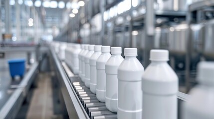 Sticker - Bottles of milk are being made in a factory