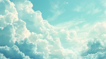 Sky with Clouds: A tranquil sky background with fluffy white clouds, creating an airy and light atmosphere for outdoor products. 
