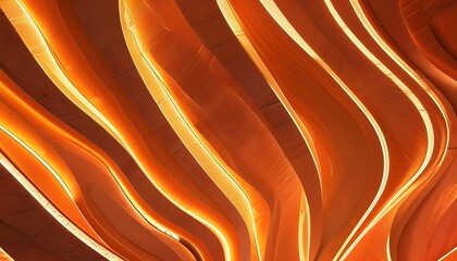 Wall Mural - Illuminated Abstract Patterns of Fluid Shapes and Textures in Vibrant Orange Light