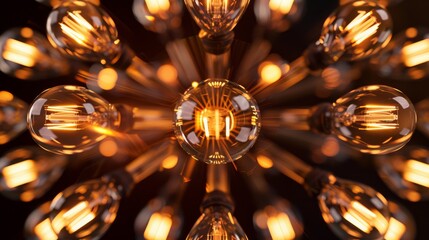 Aufkleber - An eye-catching design composed of multiple bright light bulbs, each illuminated to different extents, forming a unique pattern. Close-up photo with clean background