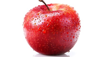 a red apple with water drops isolated on white background