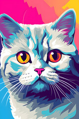Naklejka na meble illustrated pop art style british short hair cat, cat pop art style illustrated