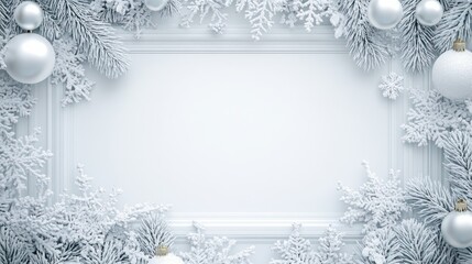 Wall Mural - a christmas or new year banner set against a snowy white background. the banner is elegantly framed 