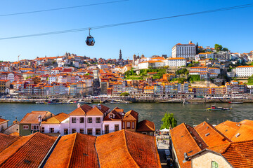 Panoramic view of the city of Porto on a beautiful summer day. Porto, Portugal