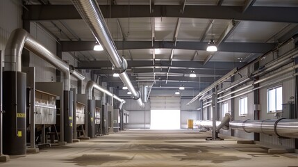 Wall Mural - Industrial Factory Interior with Piping and Equipment